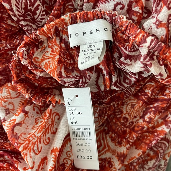NWT Topshop paisley print cover-up chiffon maxi dress. Size 4-6. - Picture 3 of 4